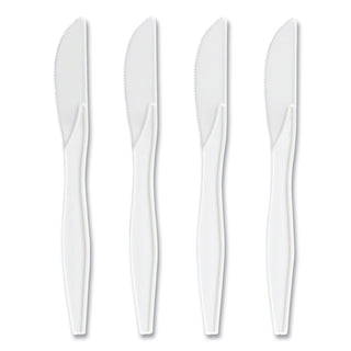 Mediumweight Plastic Cutlery, Knife, White, 1,000/Pack
