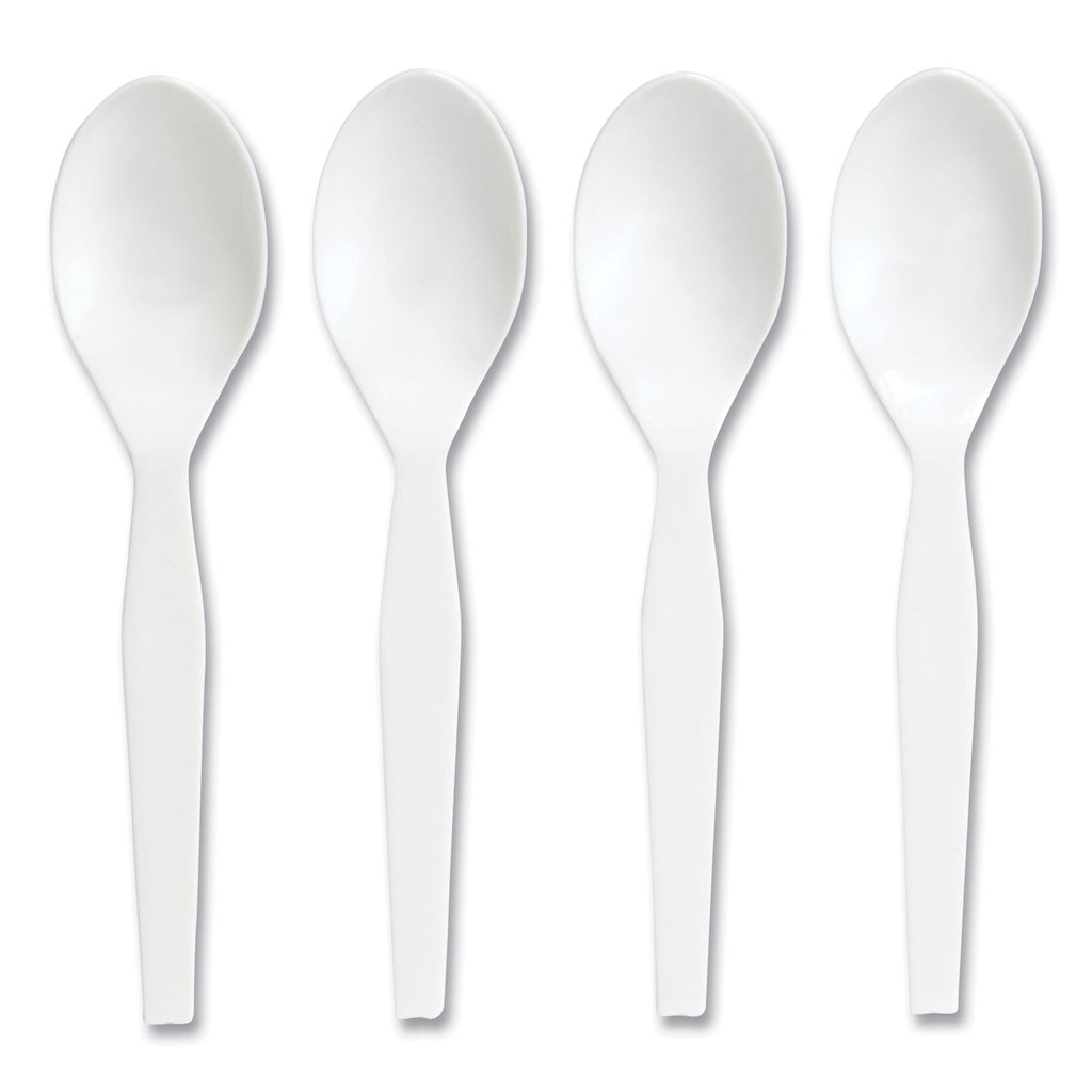 Mediumweight Plastic Cutlery, Teaspoon, White, 300/Pack