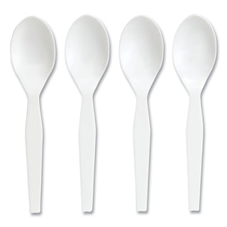 Mediumweight Plastic Cutlery, Teaspoon, White, 300/Pack