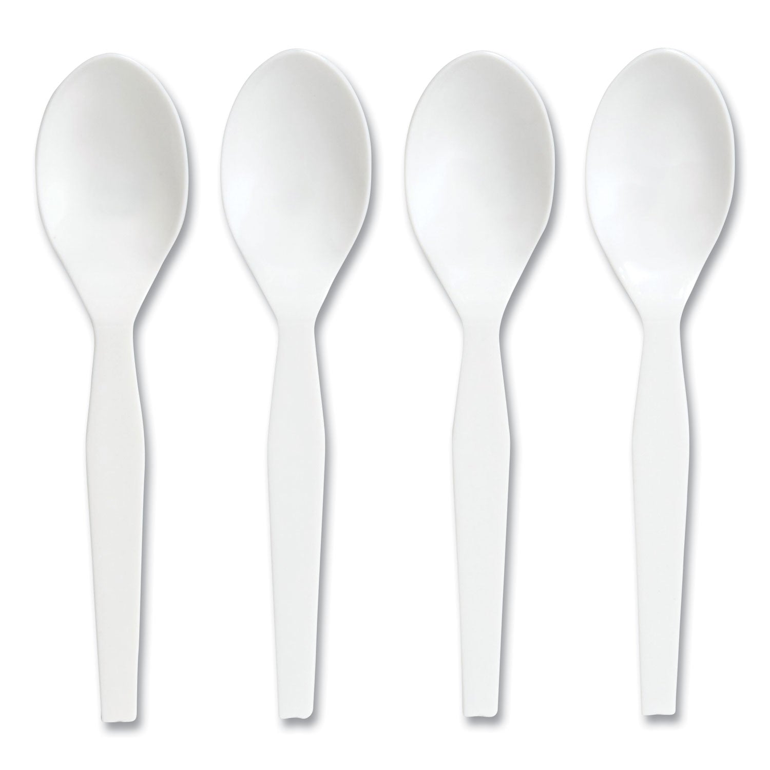 Mediumweight Plastic Cutlery, Teaspoon, White, 300/Pack