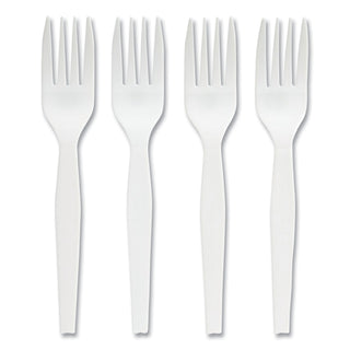 Eco-ID Mediumweight Compostable Cutlery, Fork, White, 300/Pack