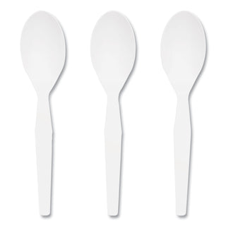 Mediumweight Plastic Cutlery, Teaspoon, White, 1,000/Pack