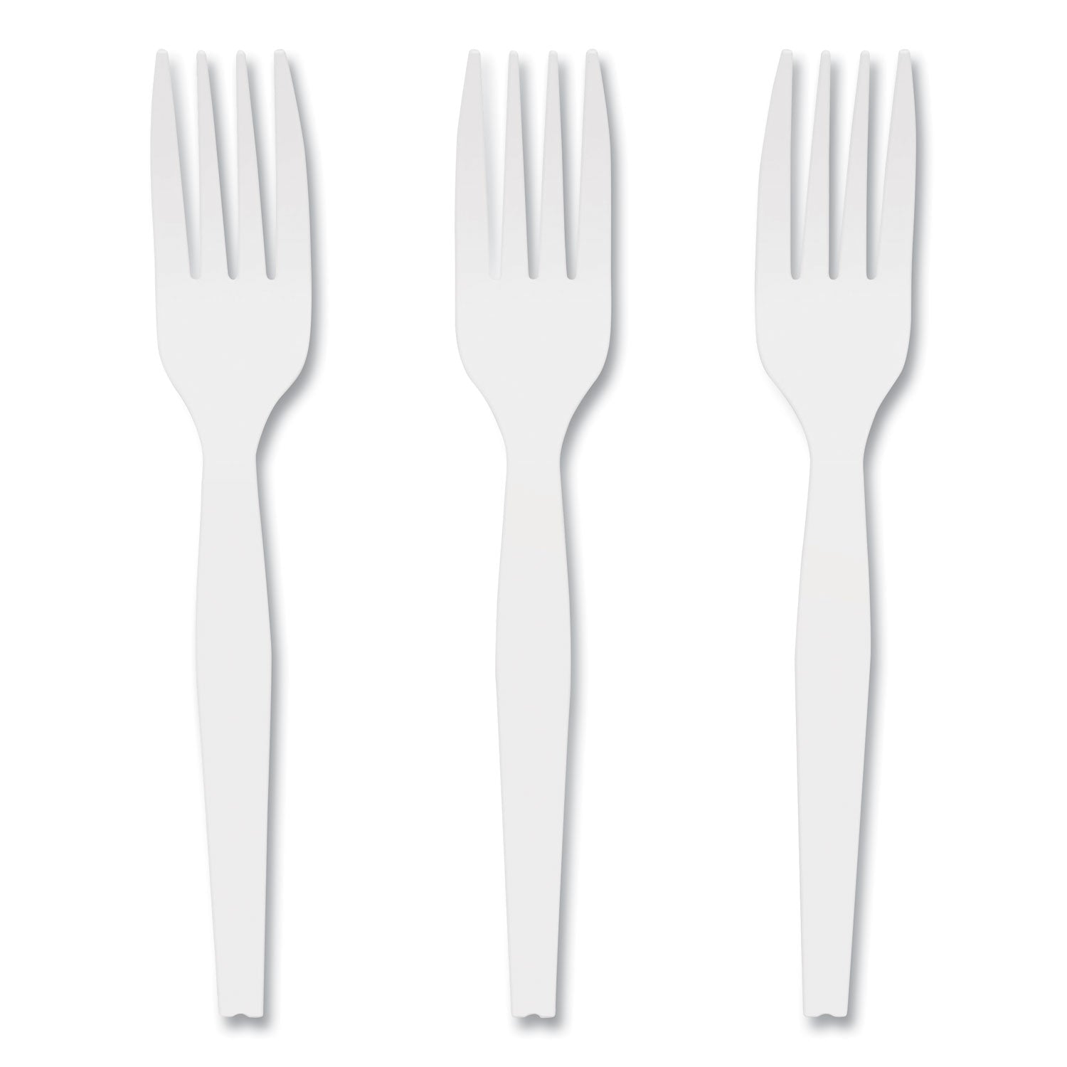Mediumweight Plastic Cutlery, Fork, White, 1,000/Pack