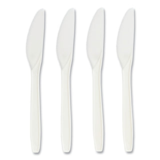 Mediumweight Plastic Cutlery, Knife, White, 300/Pack