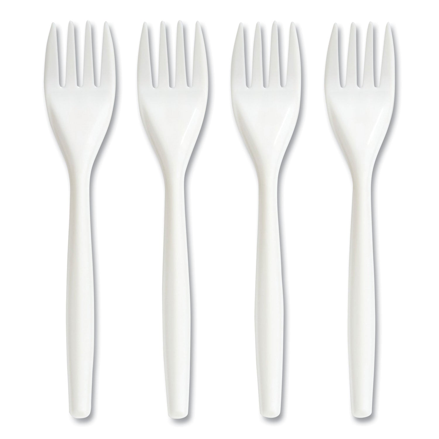Mediumweight Plastic Cutlery, Fork, White, 300/Pack