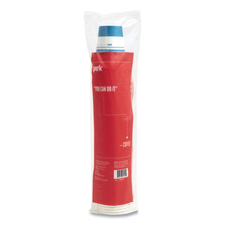 Paper Hot Cups, 12 oz, White/Blue, 50/Pack