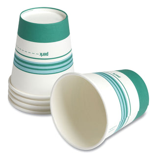 Paper Hot Cups, 10 oz, White/Teal, 50/Pack