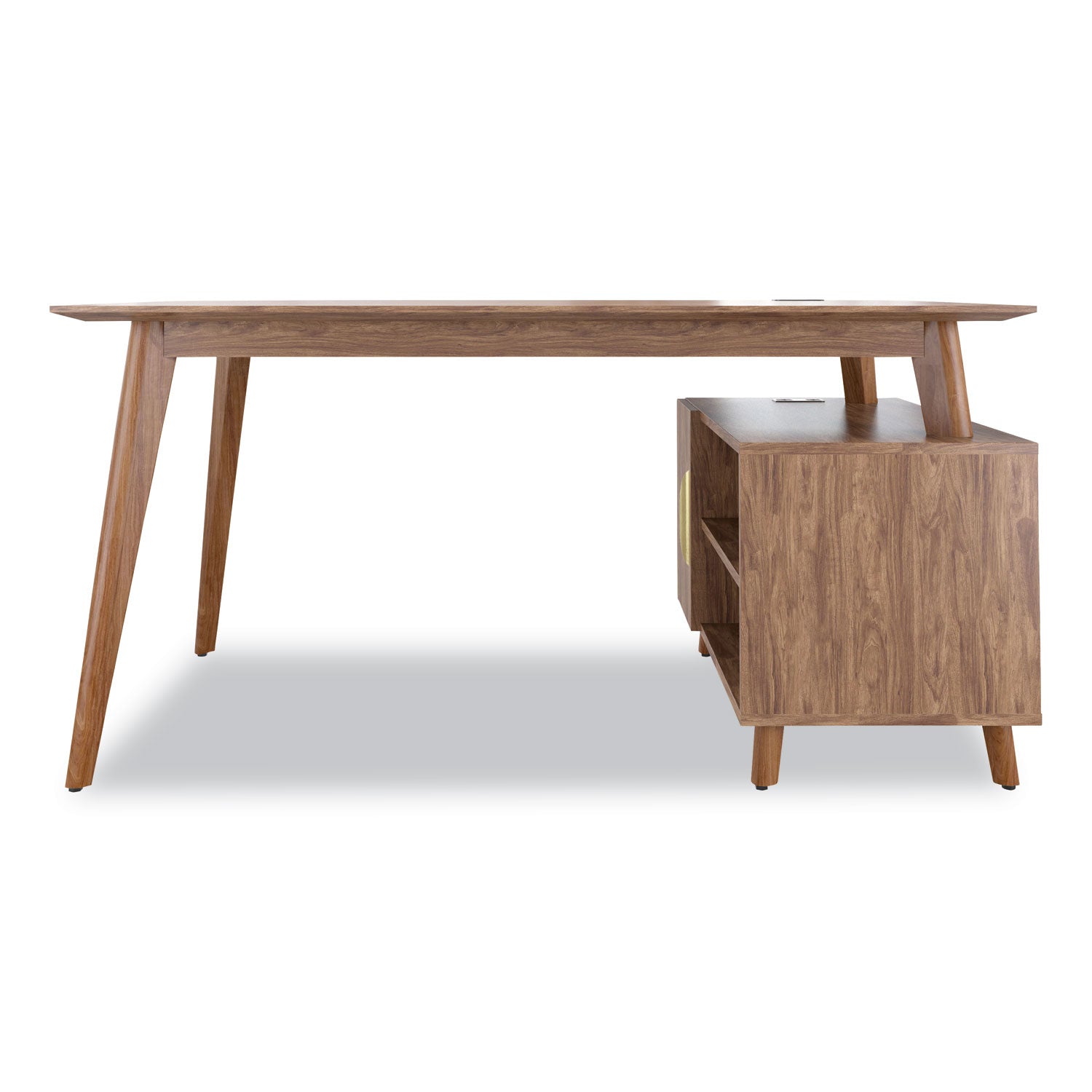 MidMod Storage Desk, Gold Pull, 59.7" x 29.4" x 29.5", Espresso