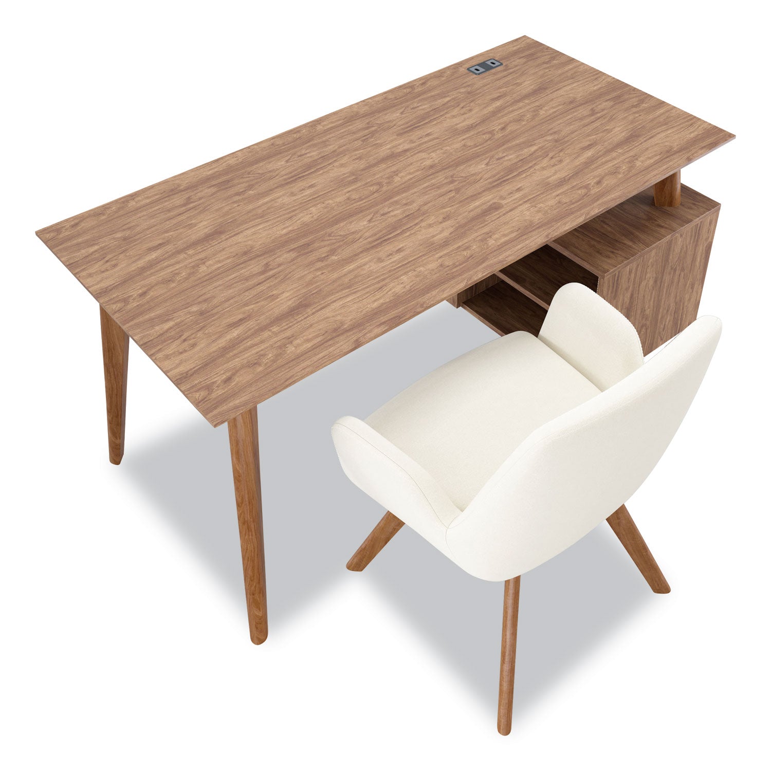 MidMod Storage Desk, Gold Pull, 59.7" x 29.4" x 29.5", Espresso