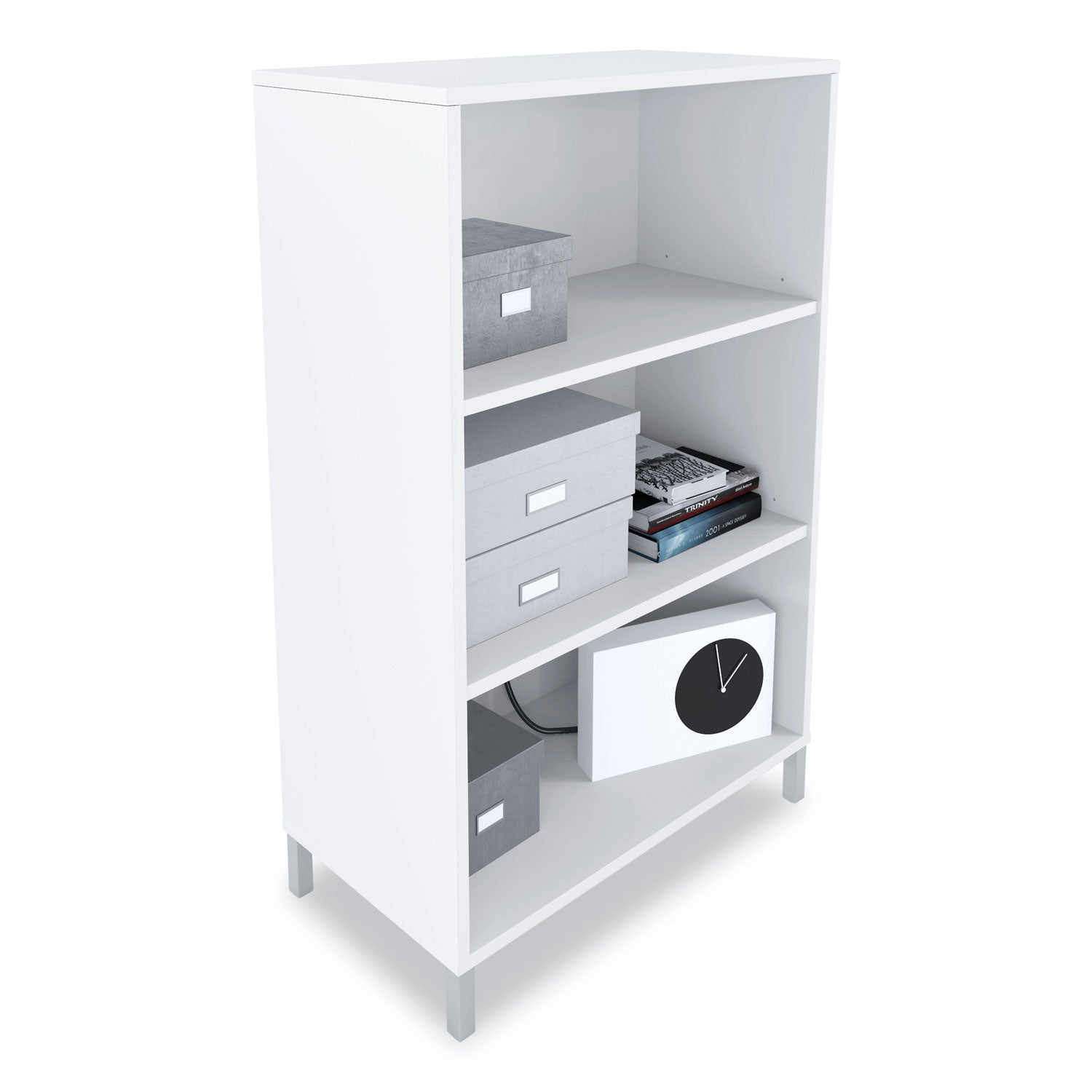 Essentials Laminate Bookcase, Three-Shelf, 28w x 15d x 45.6h, White