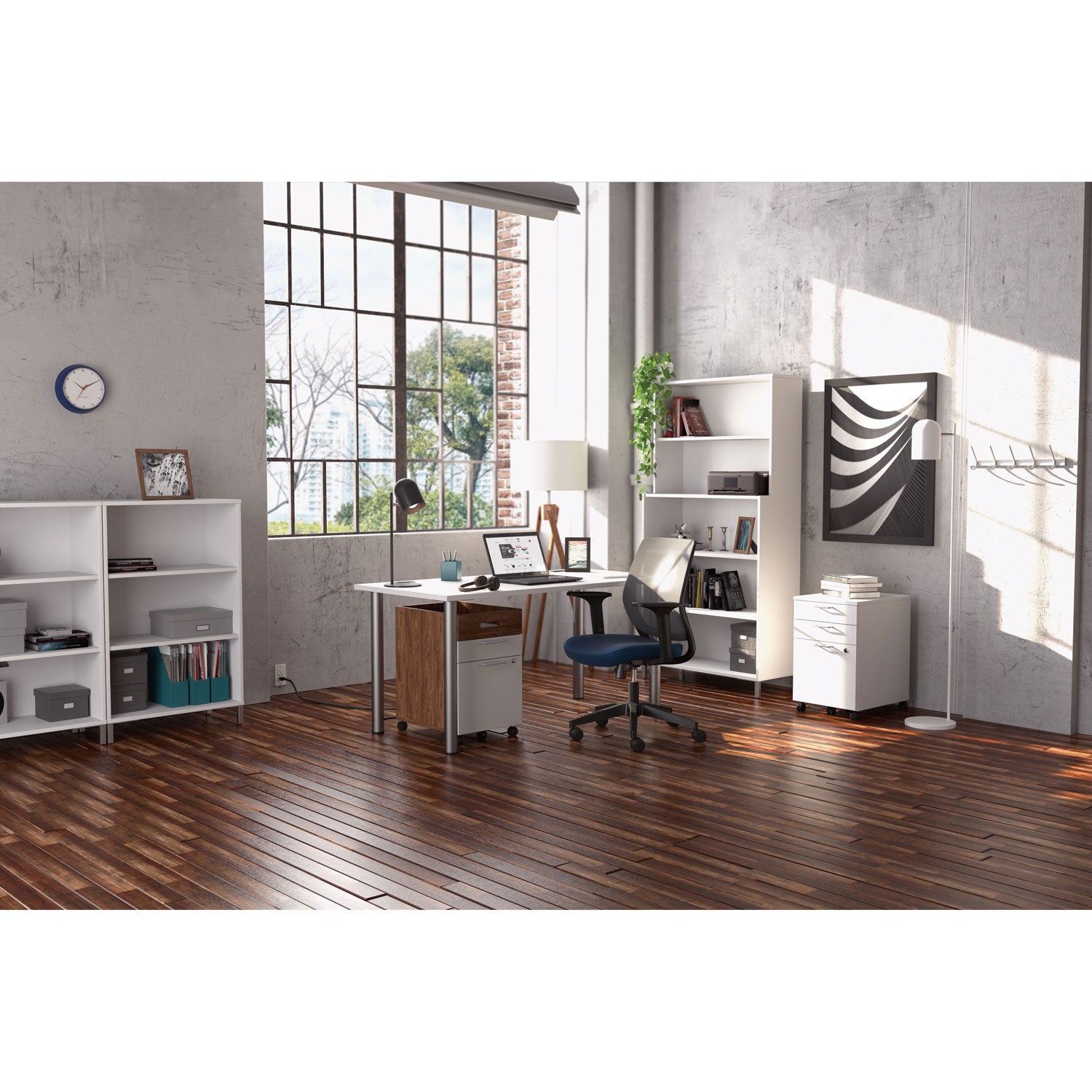 essentials-laminate-bookcase-five-shelf-358w-x-149d-x-72h-white_uos24398952 - 4