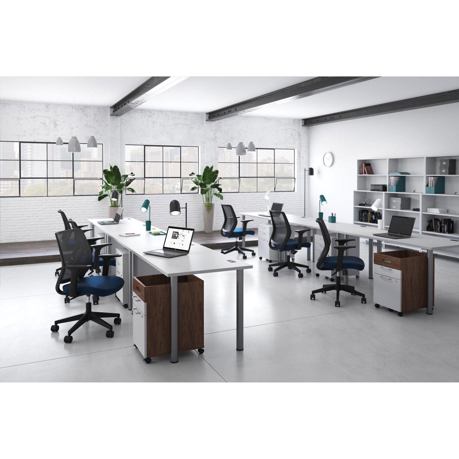 essentials-laminate-bookcase-five-shelf-358w-x-149d-x-72h-white_uos24398952 - 5
