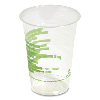 Eco-ID Compostable PLA Corn Plastic Cold Cups, 16 oz, Clear/Green, 50/Pack, 6 Packs/Carton