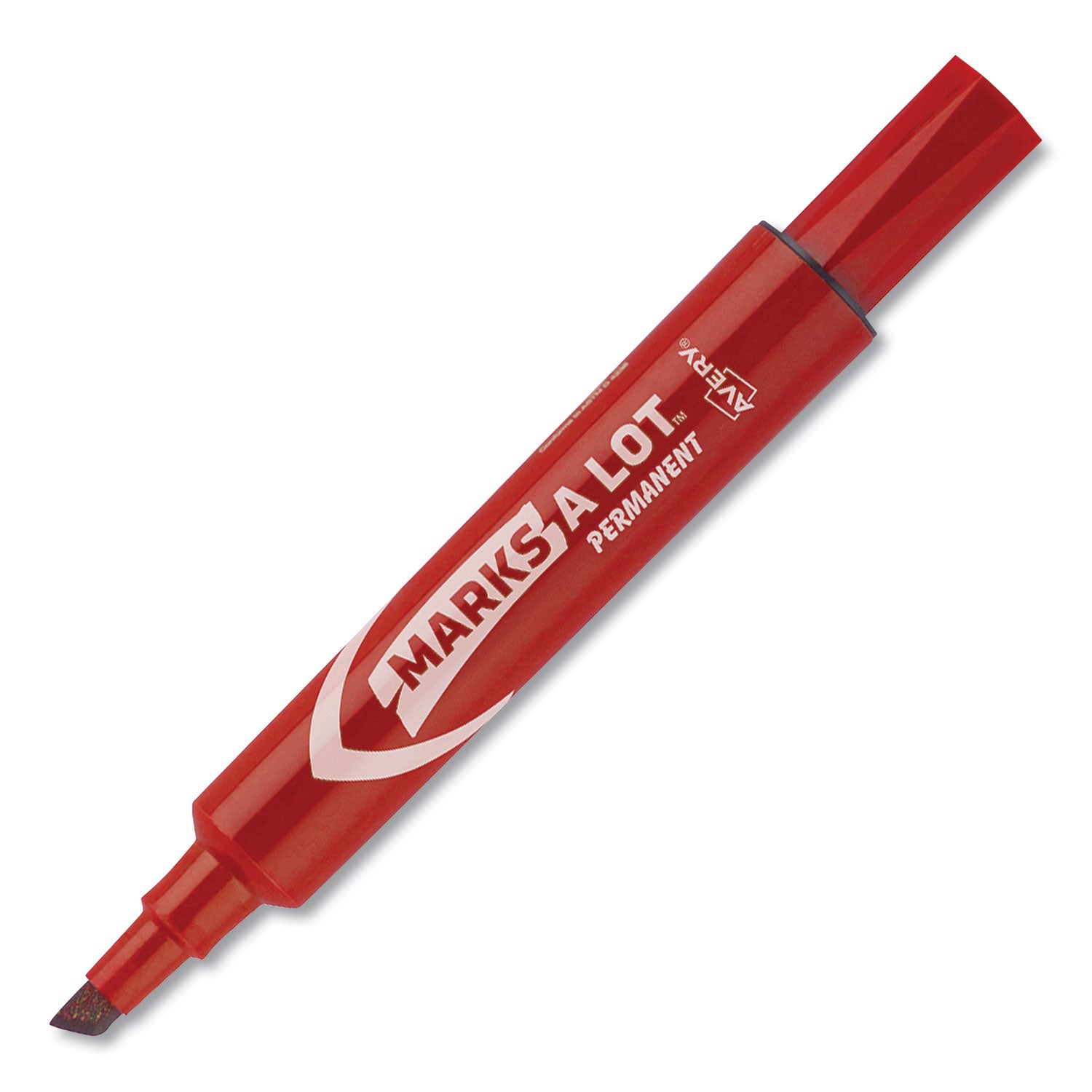 MARKS A LOT Regular Desk-Style Permanent Marker, Broad Chisel Tip, Red, Dozen (7887) - 