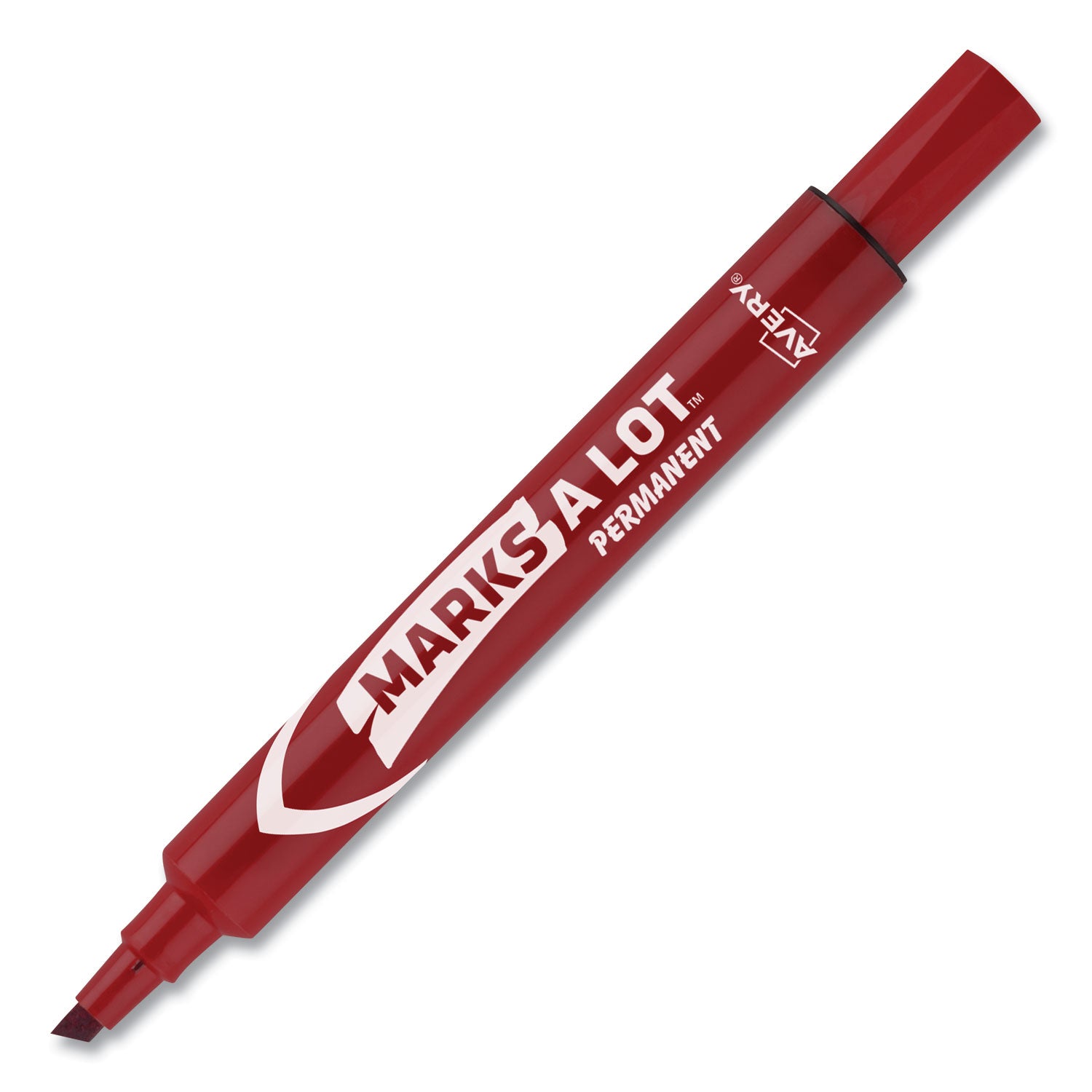 MARKS A LOT Large Desk-Style Permanent Marker, Broad Chisel Tip, Red, Dozen (8887)