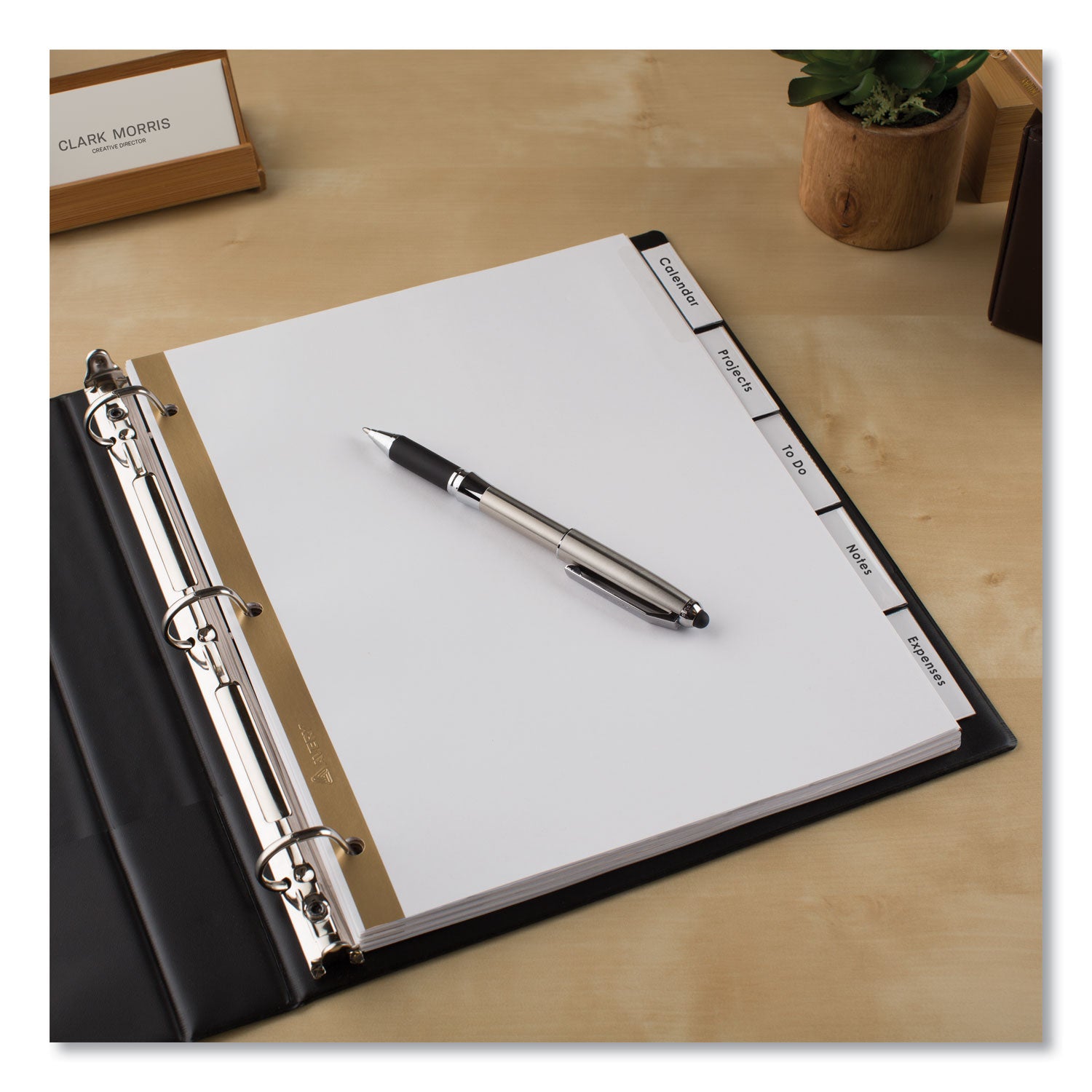 Insertable Big Tab Dividers, 5-Tab, Double-Sided Gold Edge Reinforcing, 11 x 8.5, White, Clear Tabs, 1 Set