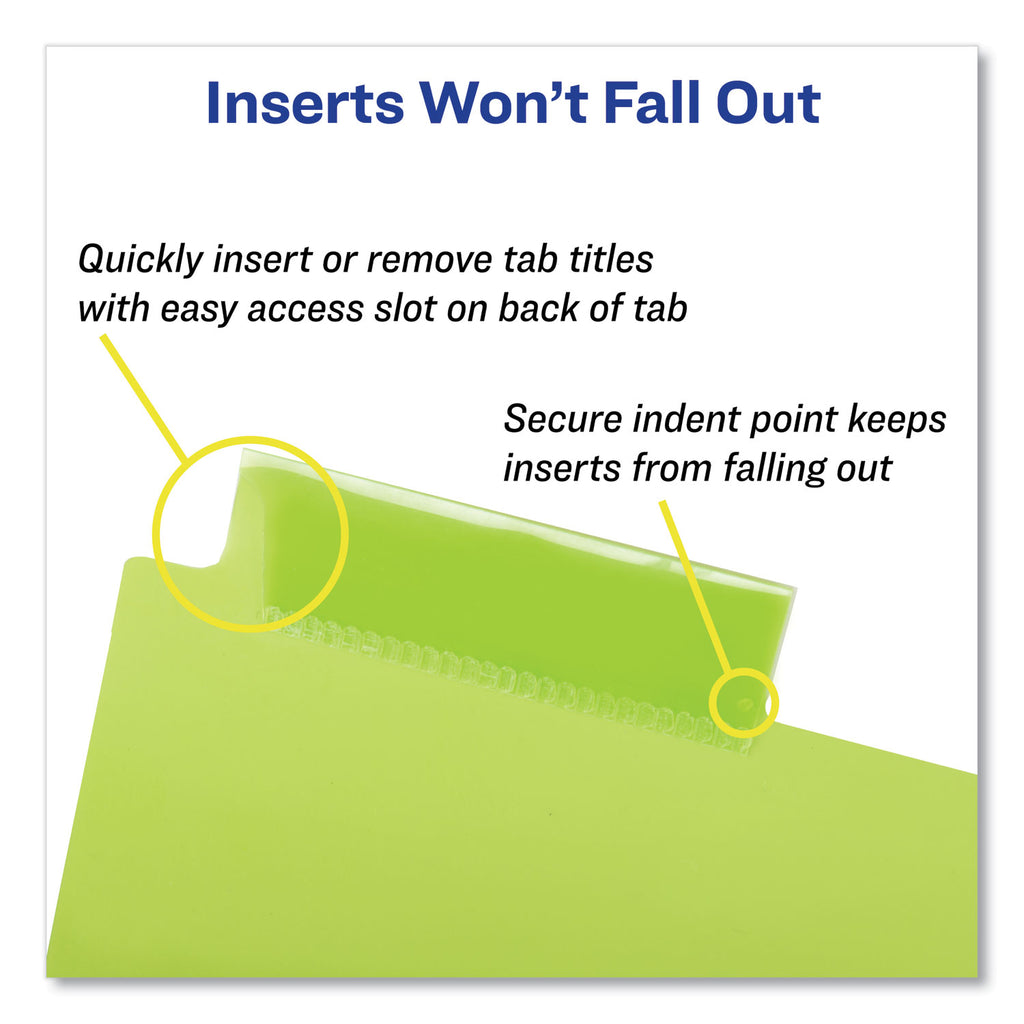 Insertable Big Tab Plastic Dividers, 5-Tab, 11 x 8.5, Assorted, 1 Set
