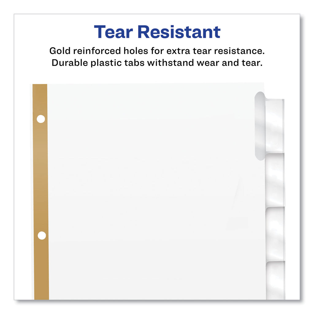 Insertable Big Tab Dividers, 8-Tab, Double-Sided Gold Edge Reinforcing, 11 x 8.5, White, Clear Tabs, 1 Set