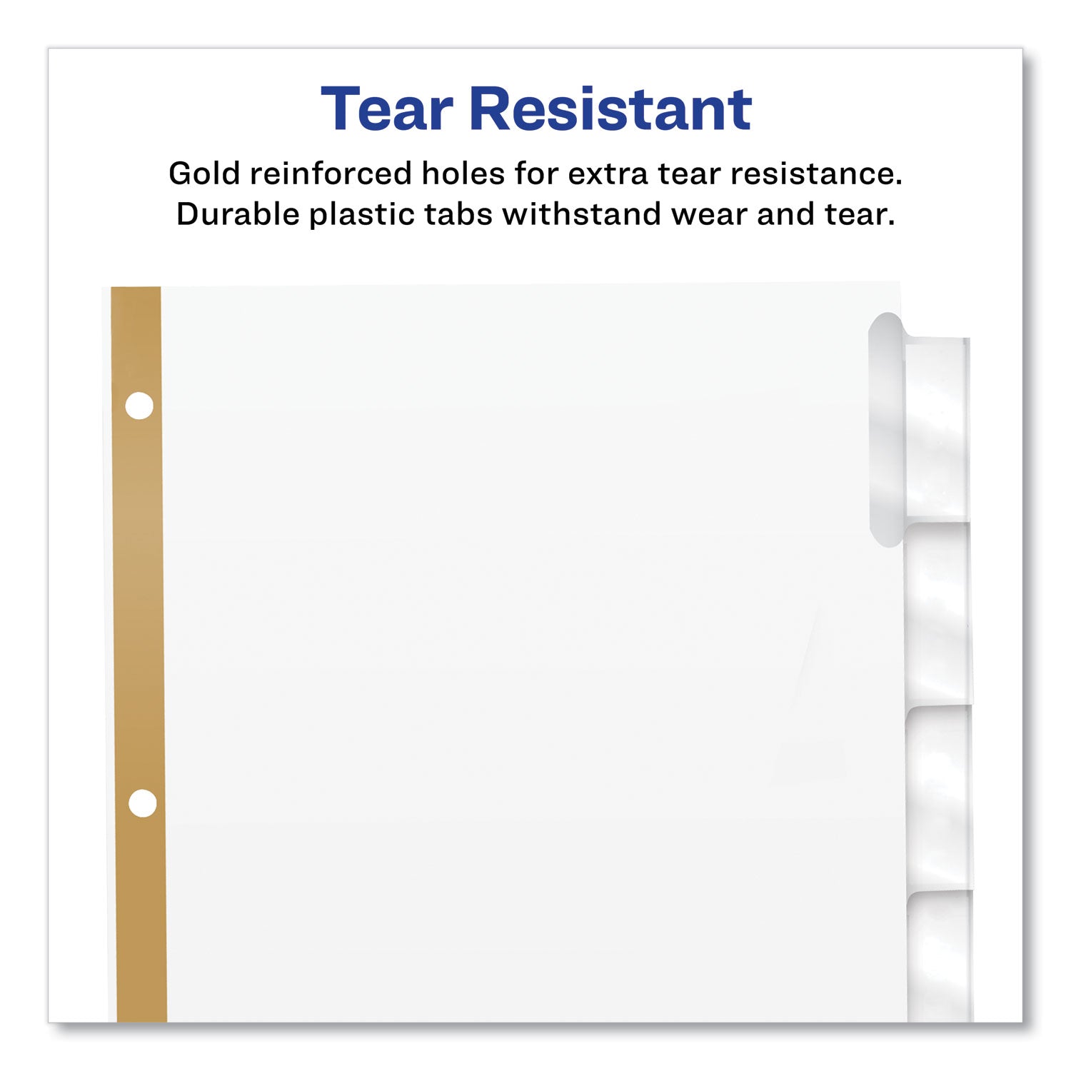 Insertable Big Tab Dividers, 8-Tab, Double-Sided Gold Edge Reinforcing, 11 x 8.5, White, Clear Tabs, 1 Set