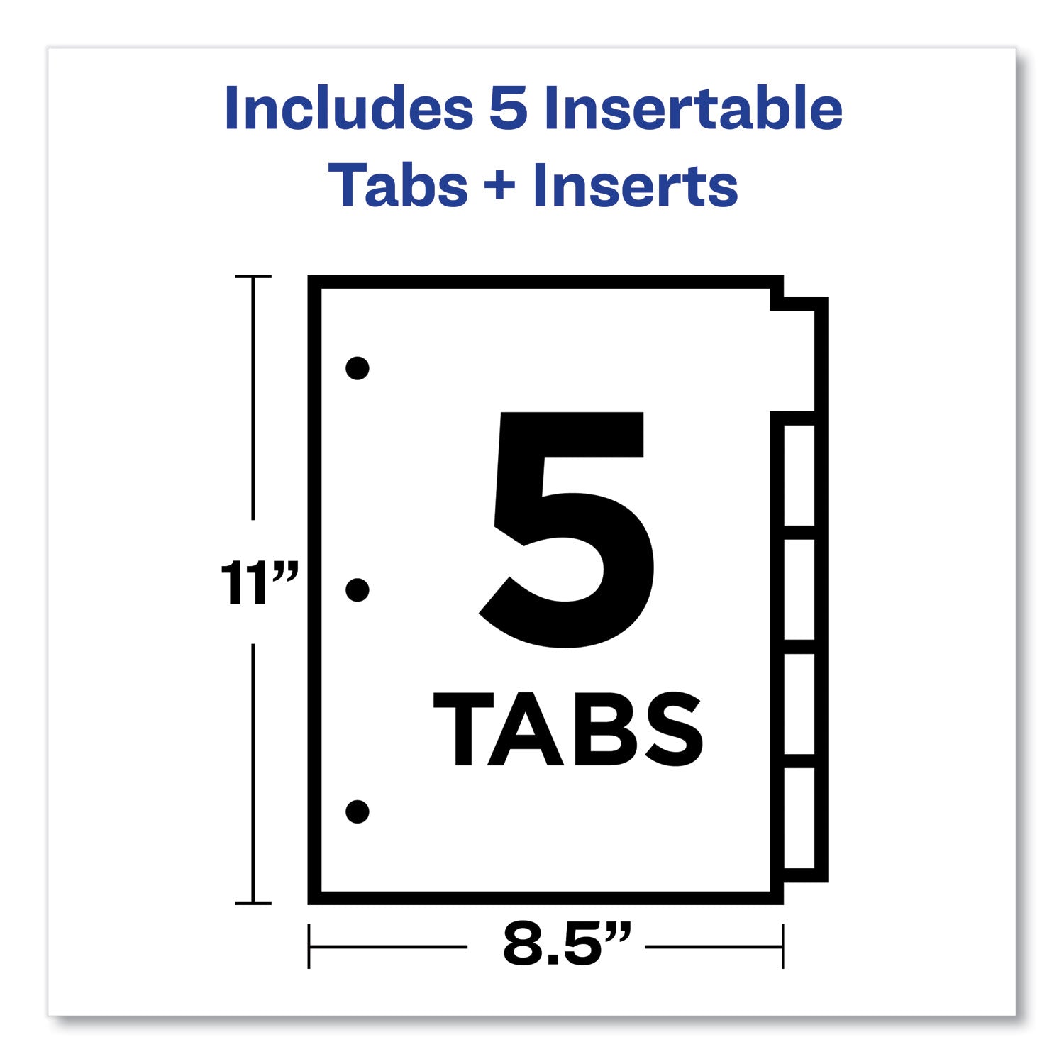 Insertable Big Tab Dividers, 5-Tab, Double-Sided Gold Edge Reinforcing, 11 x 8.5, Buff, Clear Tabs, 1 Set - 