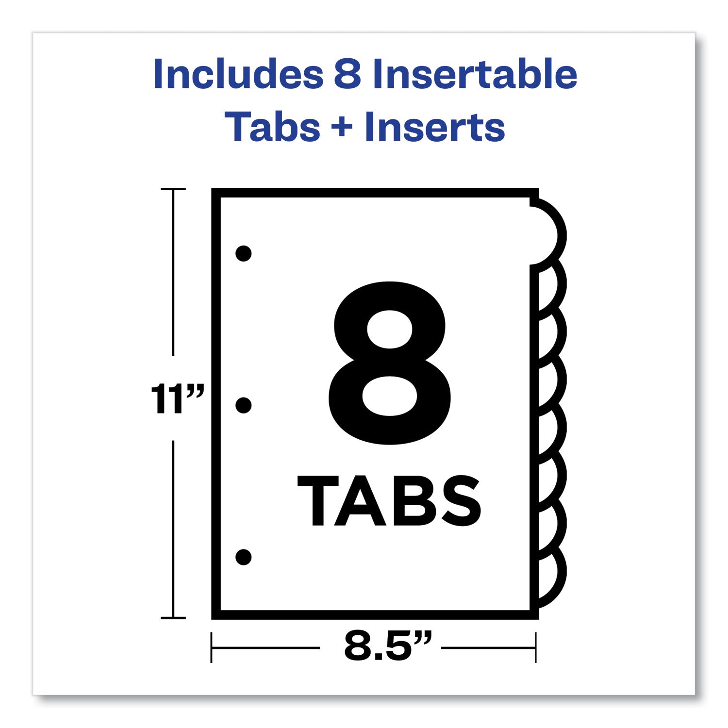 Insertable Big Tab Dividers, 8-Tab, Double-Sided Gold Edge Reinforcing, 11 x 8.5, Buff, Assorted Tabs, 1 Set - 