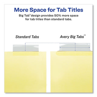 Insertable Big Tab Dividers, 8-Tab, Double-Sided Gold Edge Reinforcing, 11 x 8.5, Buff, Clear Tabs, 1 Set