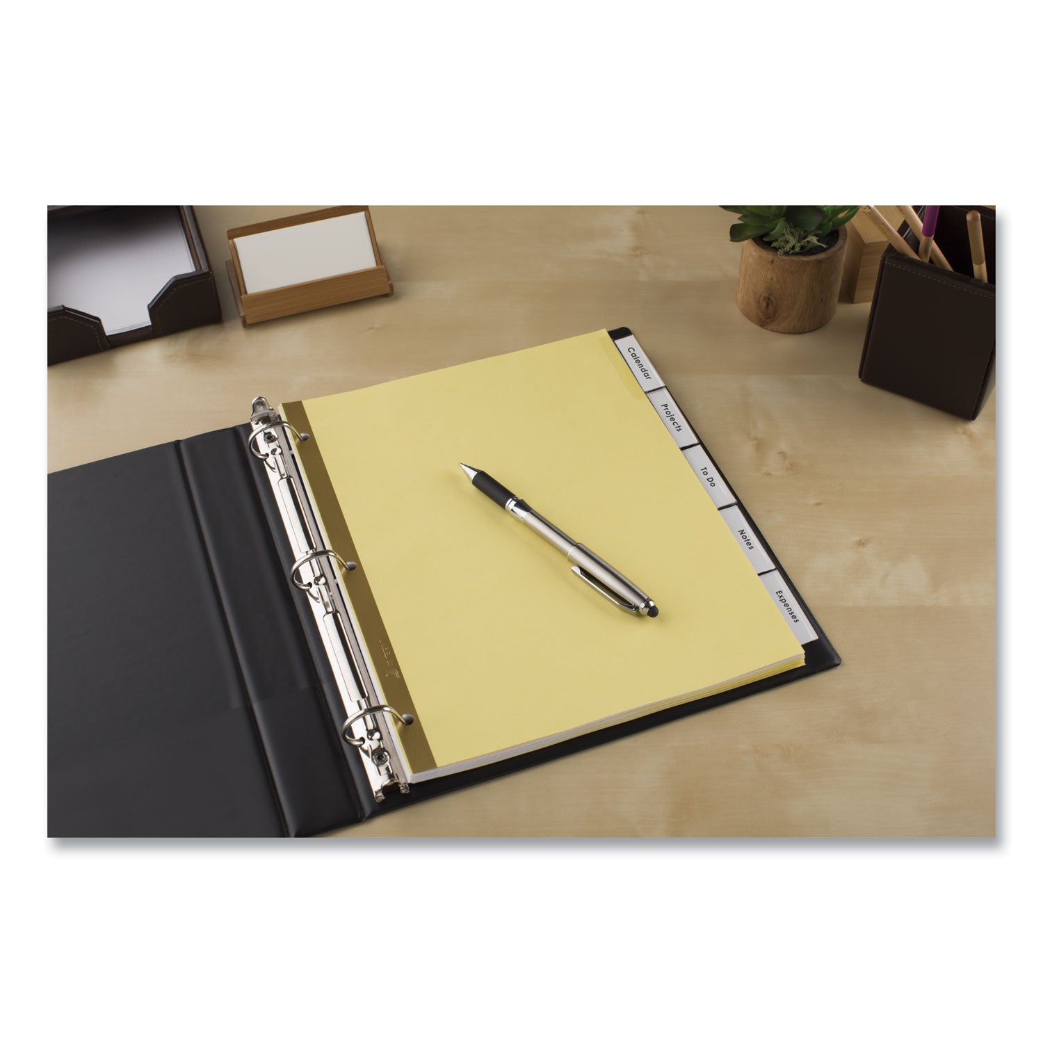 Insertable Big Tab Dividers, 5-Tab, Double-Sided Gold Edge Reinforcing, 11 x 8.5, Buff, Clear Tabs, 1 Set