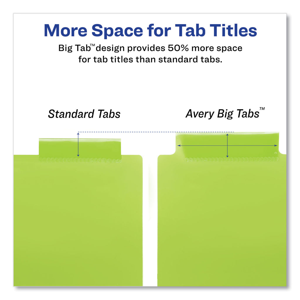 Insertable Big Tab Plastic Dividers, 8-Tab, 11 x 8.5, Assorted, 1 Set