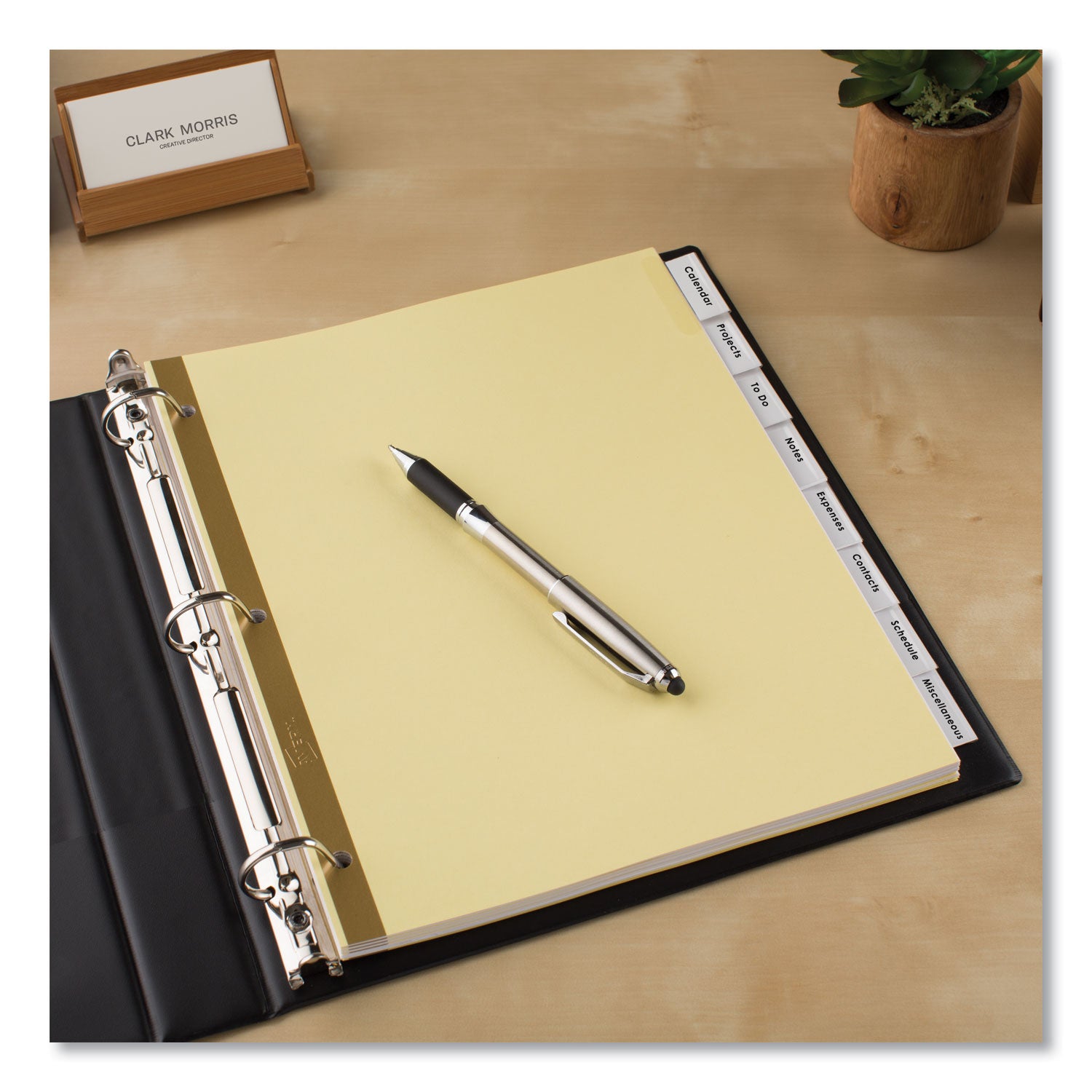 Insertable Big Tab Dividers, 8-Tab, Double-Sided Gold Edge Reinforcing, 11 x 8.5, Buff, Clear Tabs, 1 Set