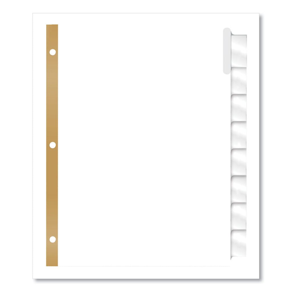 Insertable Big Tab Dividers, 8-Tab, Double-Sided Gold Edge Reinforcing, 11 x 8.5, White, Clear Tabs, 1 Set