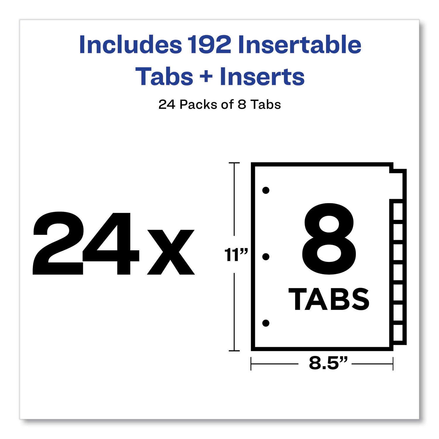 Insertable Big Tab Dividers, 8-Tab, Double-Sided Gold Edge Reinforcing, 11 x 8.5, Buff, Clear Tabs, 24 Sets - 