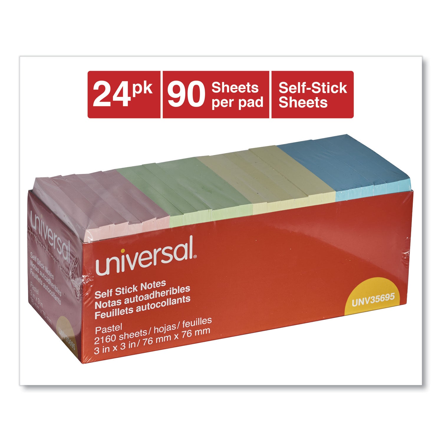self-stick-note-pad-cabinet-pack-3-x-3-assorted-pastel-colors-90-sheets-pad-24-pads-pack_unv35695 - 2