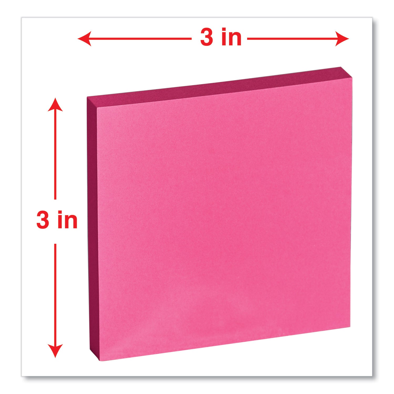 Fan-Folded Self-Stick Pop-Up Note Pads, 3" x 3", Assorted Neon Colors, 100 Sheets/Pad, 12 Pads/Pack - 