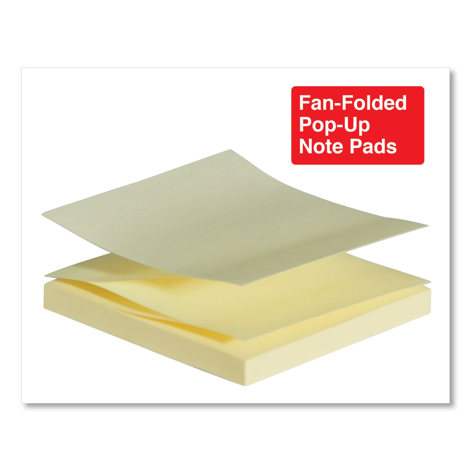 Fan-Folded Self-Stick Pop-Up Note Pads, 3" x 3", Assorted Pastel Colors, 100 Sheets/Pad, 12 Pads/Pack - 