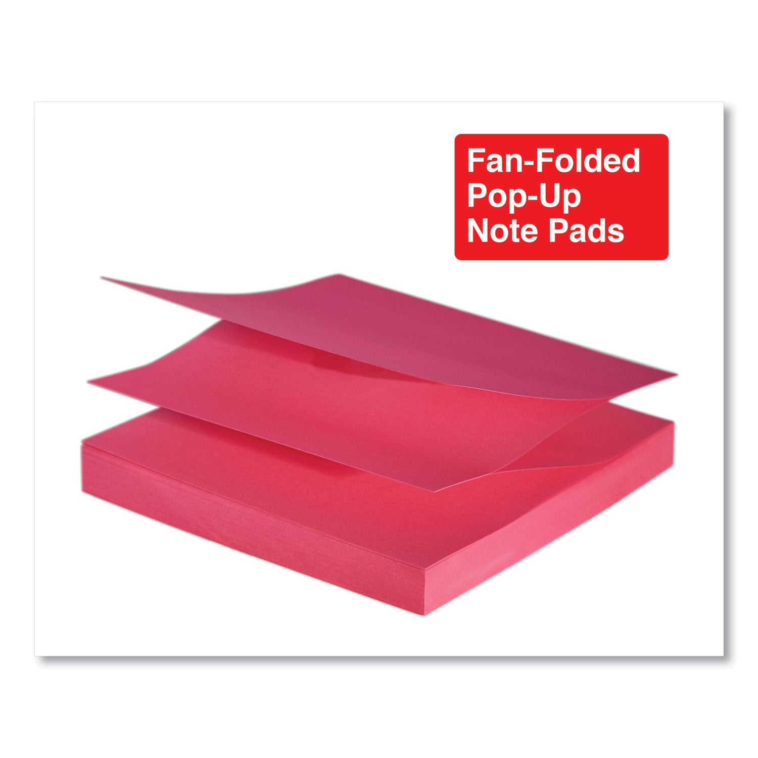 Fan-Folded Self-Stick Pop-Up Note Pads, 3" x 3", Assorted Bright Colors, 100 Sheets/Pad, 12 Pads/Pack - 
