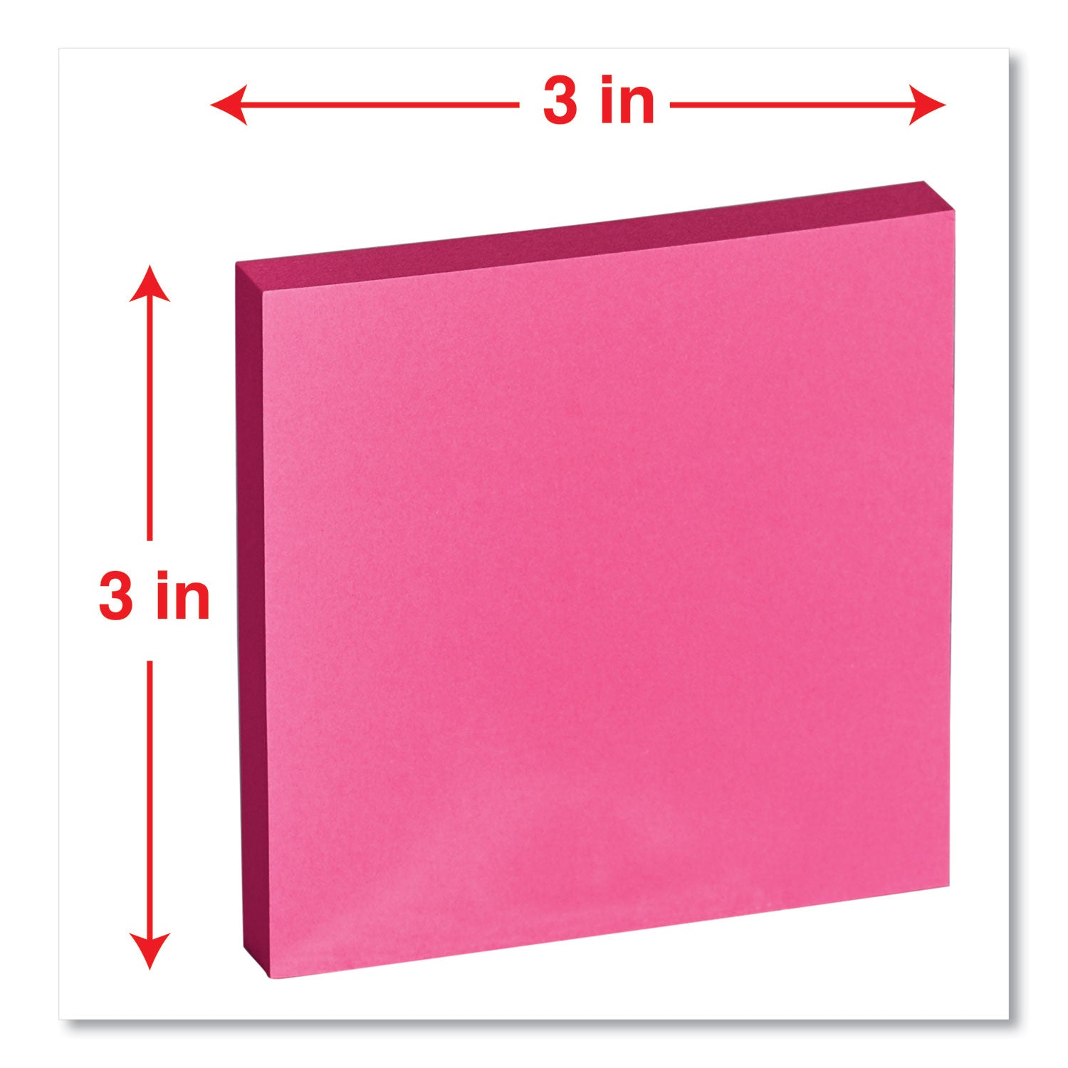 Self-Stick Note Pads, 3" x 3", Assorted Bright Colors, 100 Sheets/Pad, 12 Pads/Pack - 