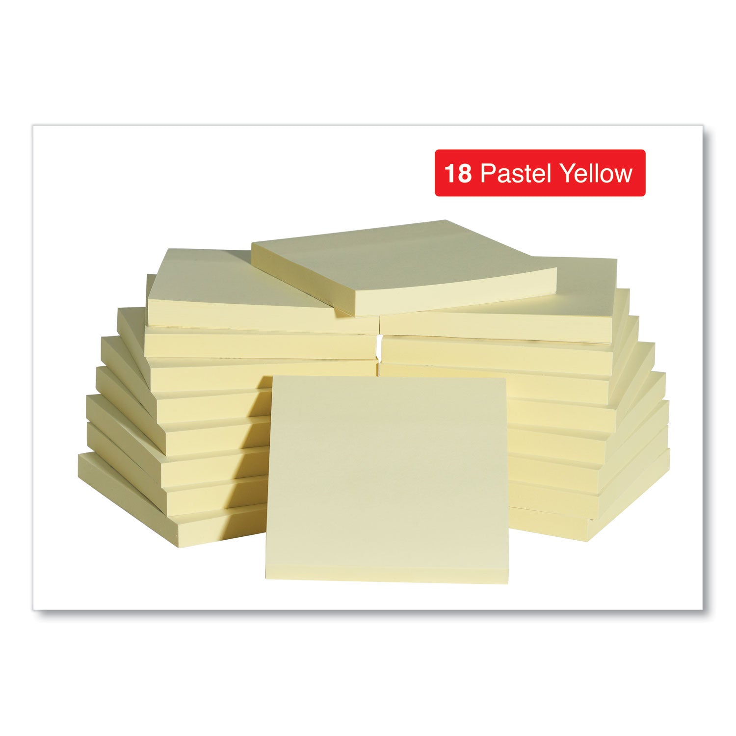 Self-Stick Note Pad Value Pack, 3" x 3", Yellow, 100 Sheets/Pad, 18 Pads/Pack - 