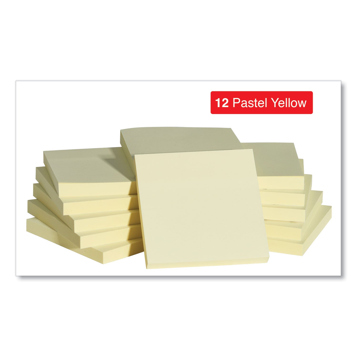 Self-Stick Note Pads, 3" x 3", Yellow, 100 Sheets/Pad, 12 Pads/Pack - 