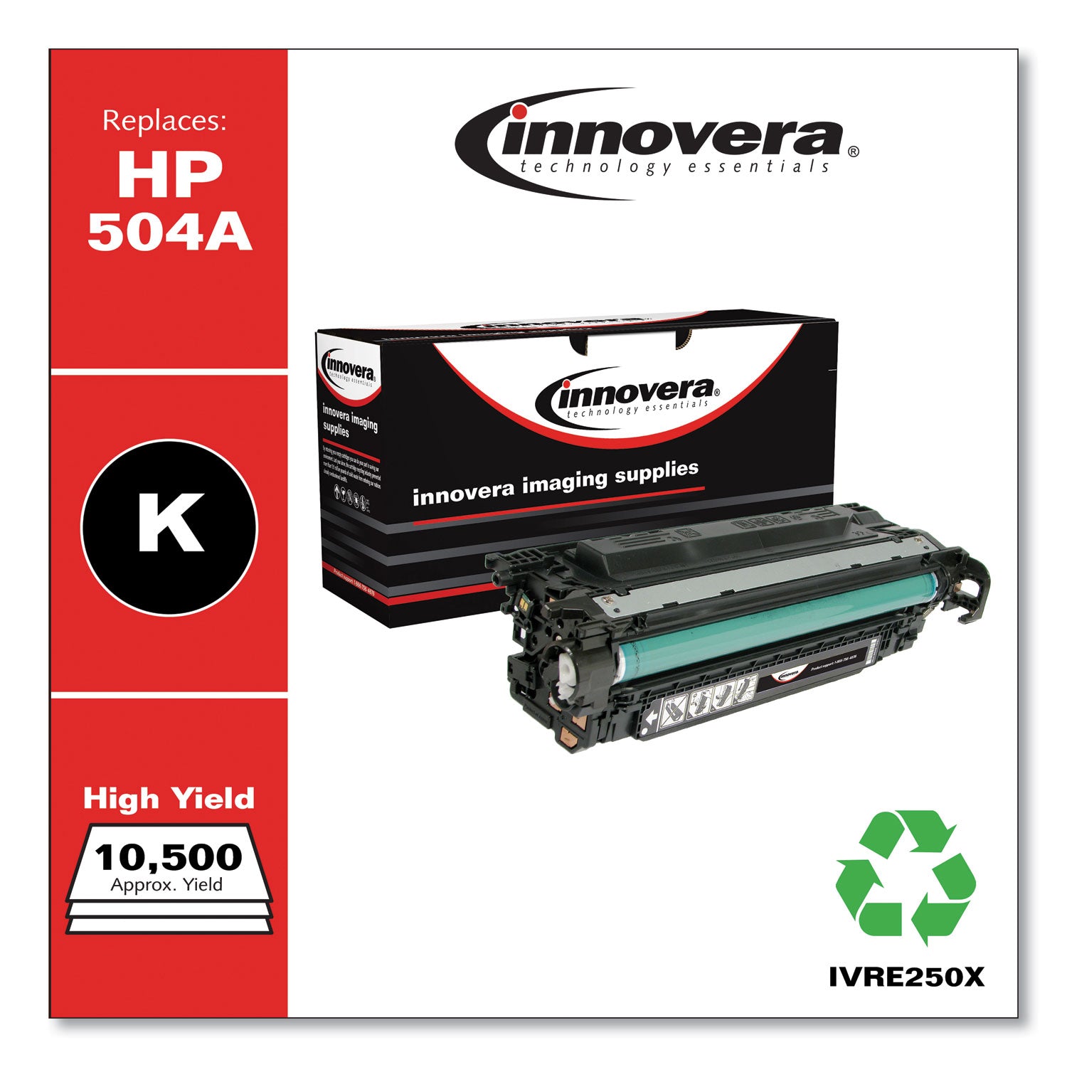 Remanufactured Black High-Yield Toner, Replacement for 504X (CE250X), 10,500 Page-Yield - 