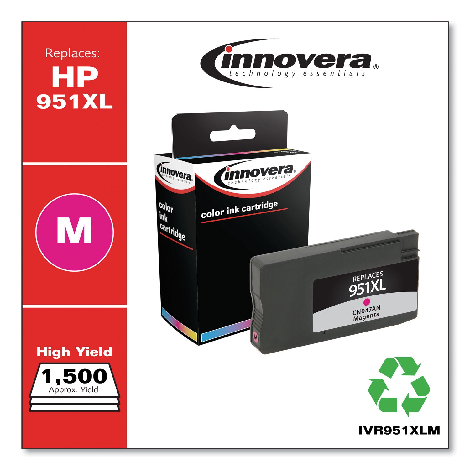 Remanufactured Magenta High-Yield Ink, Replacement for 951XL (CN047AN), 1,500 Page-Yield - 