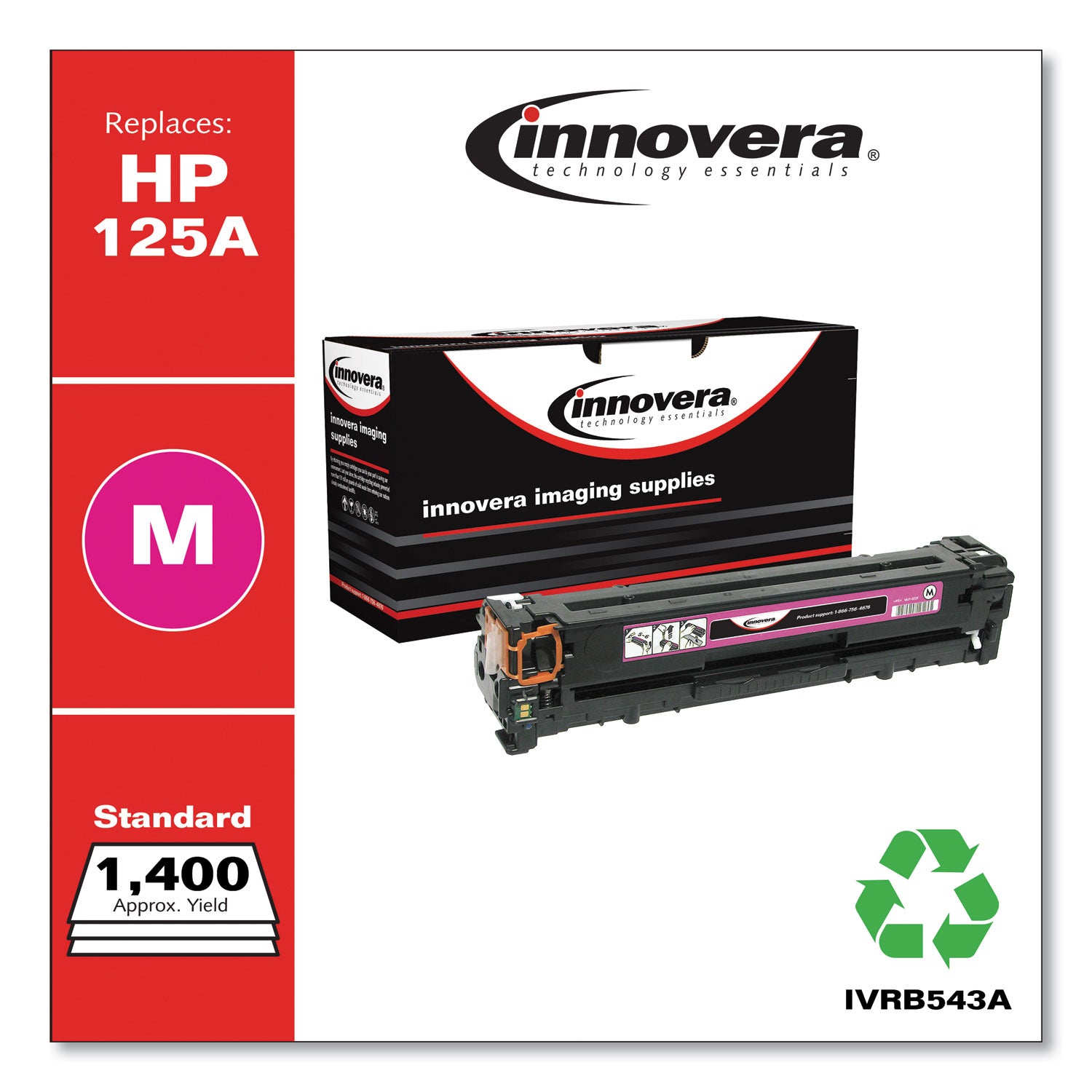 Remanufactured Magenta Toner, Replacement for 125A (CB543A), 1,400 Page-Yield, Ships in 1-3 Business Days