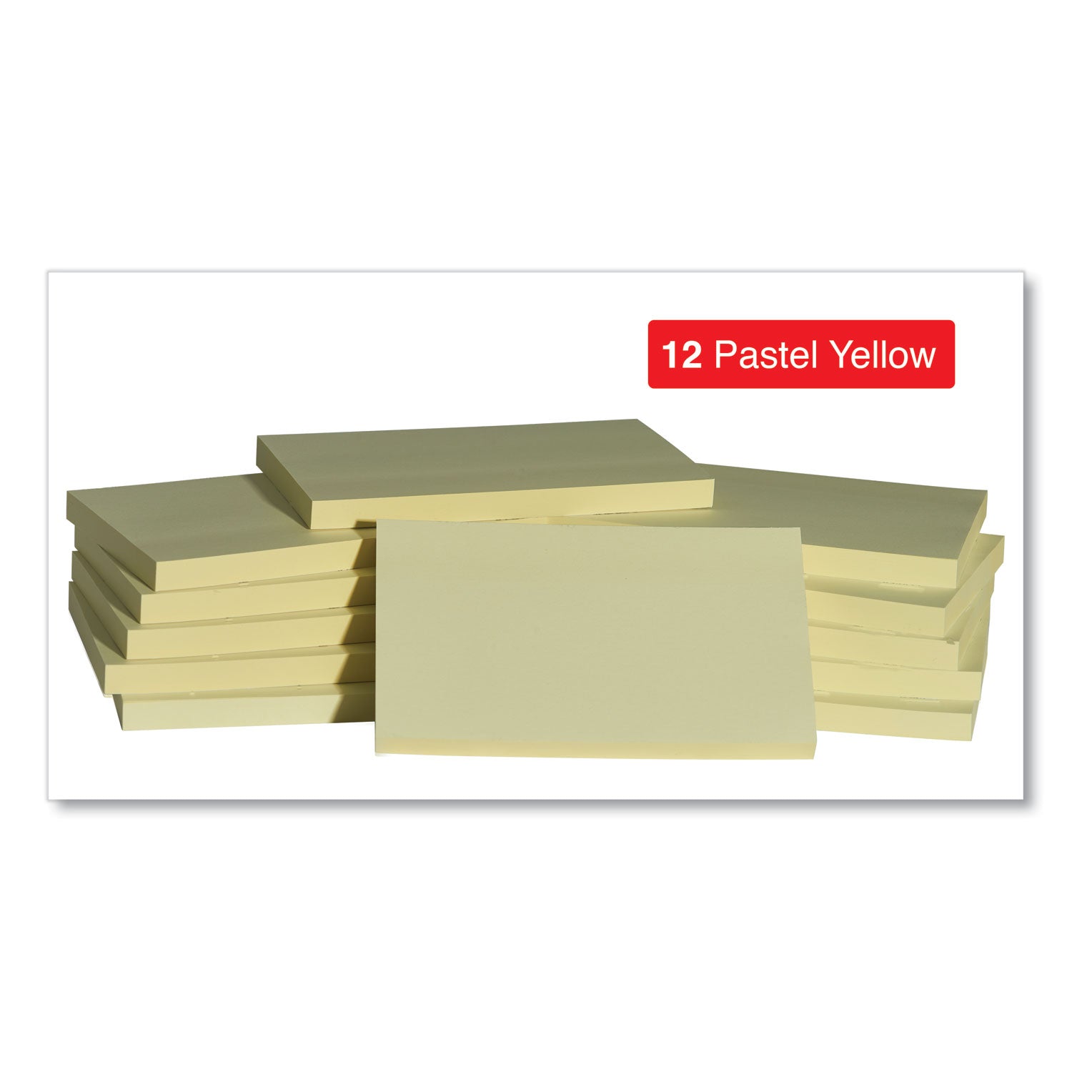 Self-Stick Note Pads, 3" x 5", Yellow, 100 Sheets/Pad, 12 Pads/Pack - 