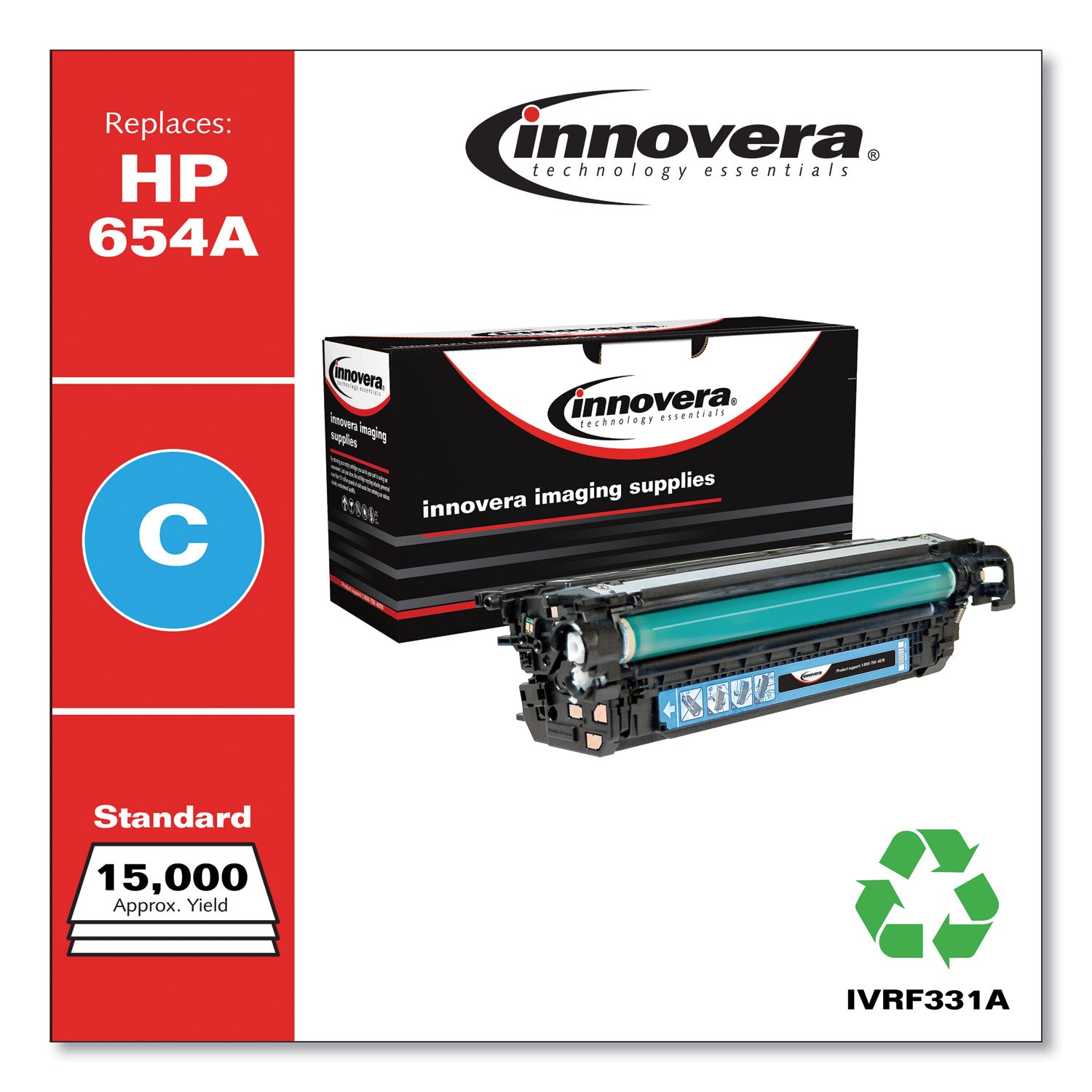 Remanufactured Cyan Toner, Replacement for 654A (CF331A), 15,000 Page-Yield, Ships in 1-3 Business Days