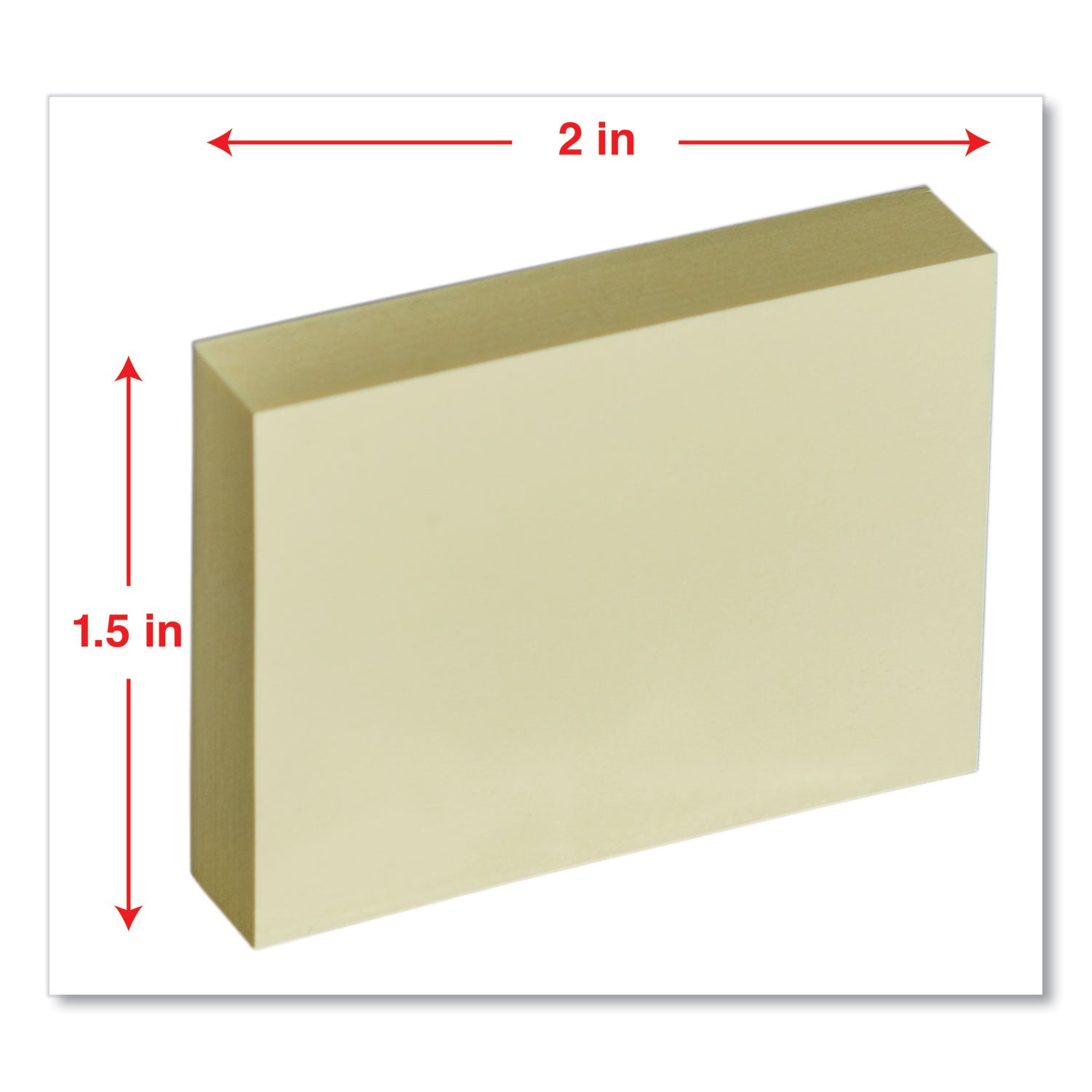 Self-Stick Note Pads, 1.5" x 2", Yellow, 100 Sheets/Pad, 12 Pads/Pack - 