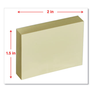Self-Stick Note Pads, 1.5" x 2", Yellow, 100 Sheets/Pad, 12 Pads/Pack - 