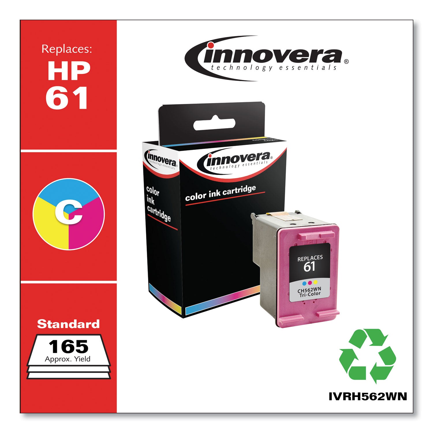 Remanufactured Tri-Color Ink, Replacement for 61 (CH562WN), 165 Page-Yield - 