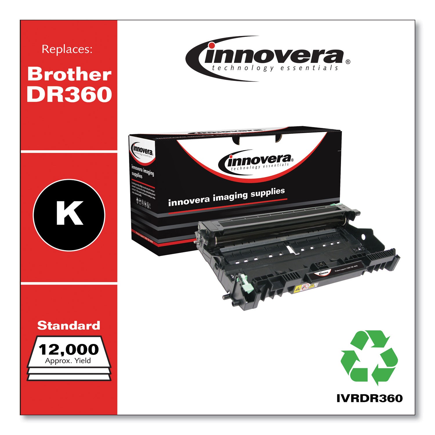 Remanufactured Black Drum Unit, Replacement for DR360, 12,000 Page-Yield, Ships in 1-3 Business Days