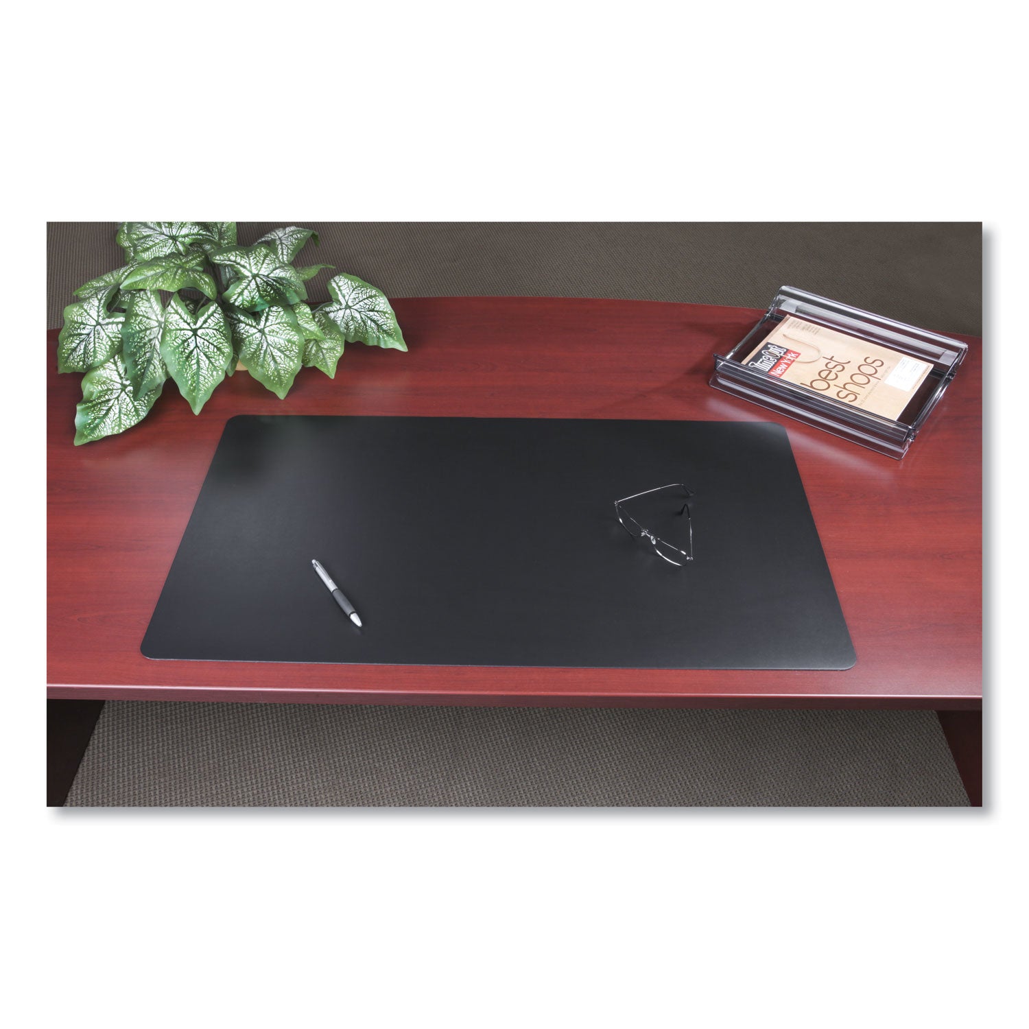 Rhinolin II Desk Pad with Antimicrobial Protection, 17 x 12, Black - 