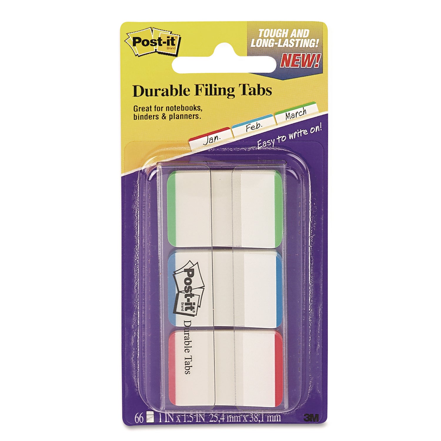 1" Lined Tabs, 1/5-Cut, Lined, Assorted Colors, 1" Wide, 66/Pack