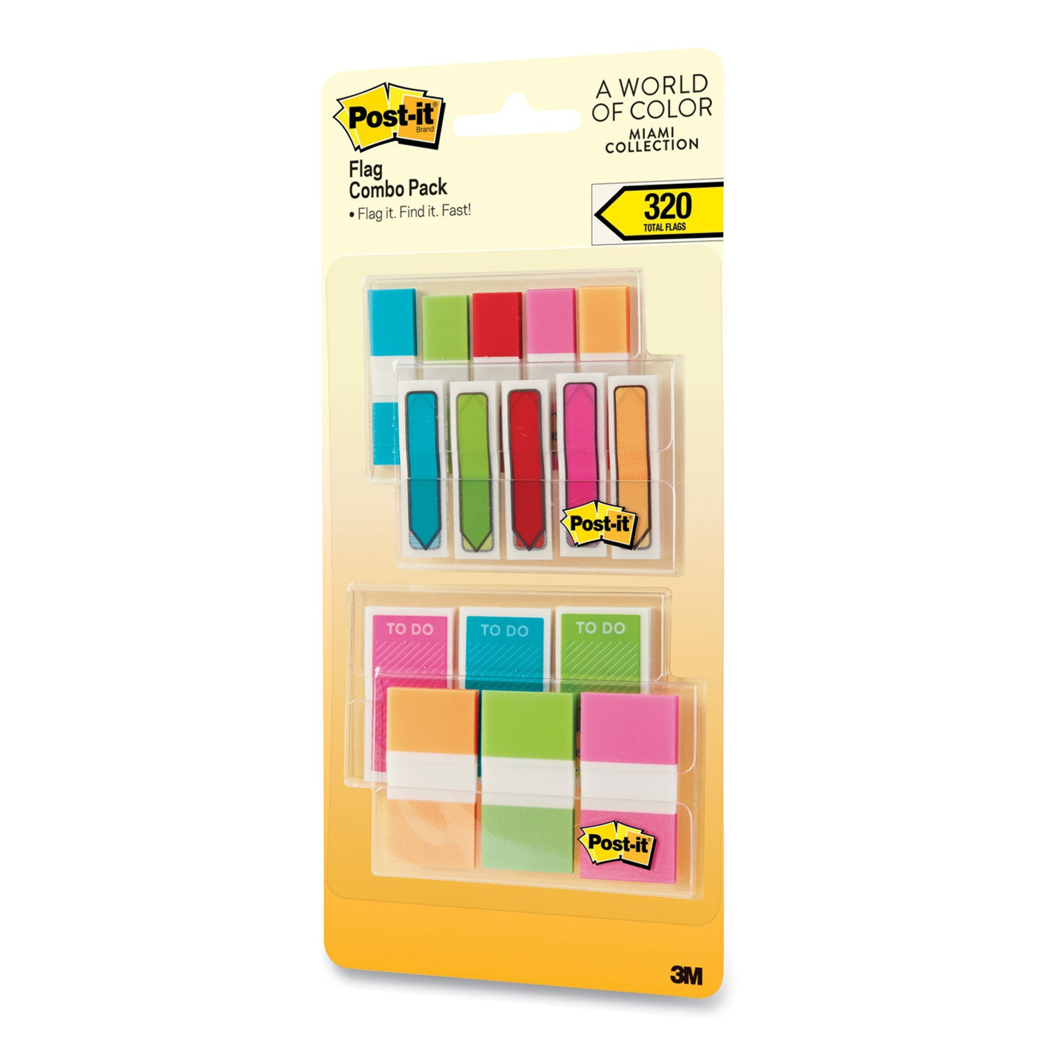 Standard and Arrow Flag Combo Pack, 0.47" and 0.94", Assorted Colors, 320/Pack